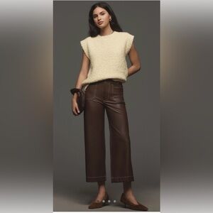ANTHROPOLOGIE x Maeve Colette cropped wide-leg faux leather pants size 27
